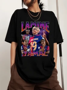 Maglietta Uomo Yamal Crew-Neck Printed Fashion Short-Sleeve Sports T-Shirt - Black - View 6