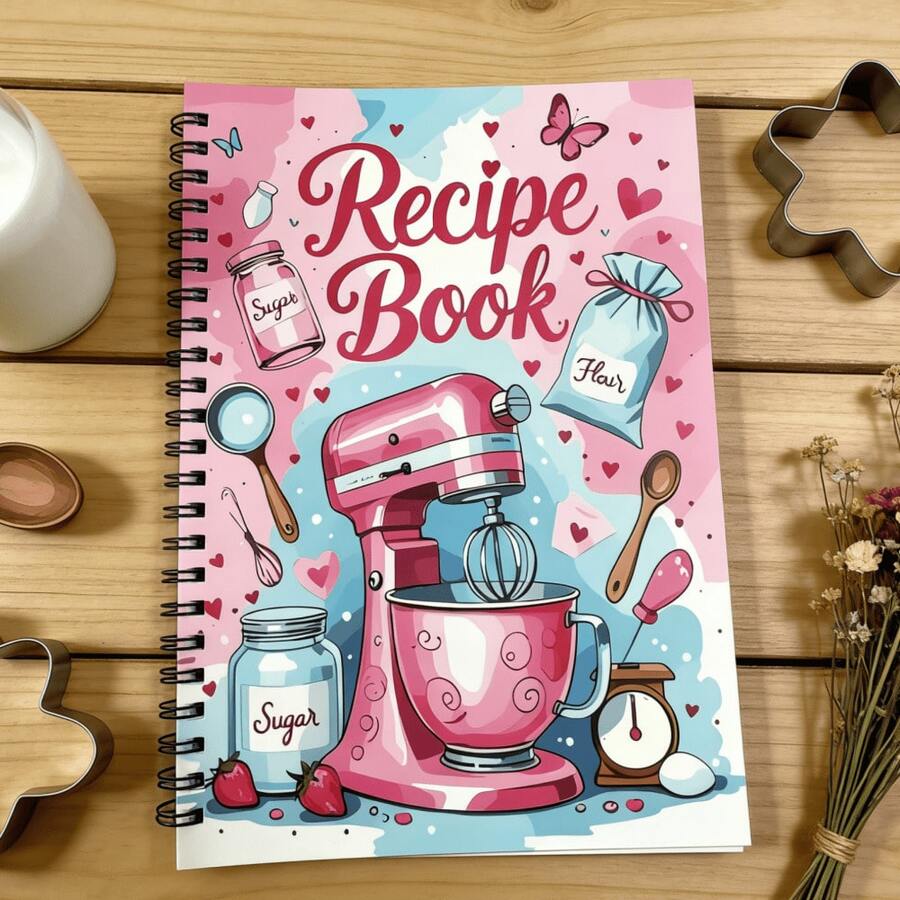 1pc Spiral Bound Blank Recipe Notebook, Home Cooking Cookbook, Suitable For Cooking Enthusiasts, Meal Planning - A - View 1