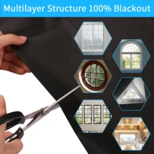 1pc Self-Adhesive Blackout Curtain, Versatile Fixation New Sunshade Cloth, No Drilling Installation Self-Stick Hook And Loop, Easily Cut To Fit Various Window Sizes, Bedroom Balcony Sunscreen Blackout Cloth - 1PC - View 10