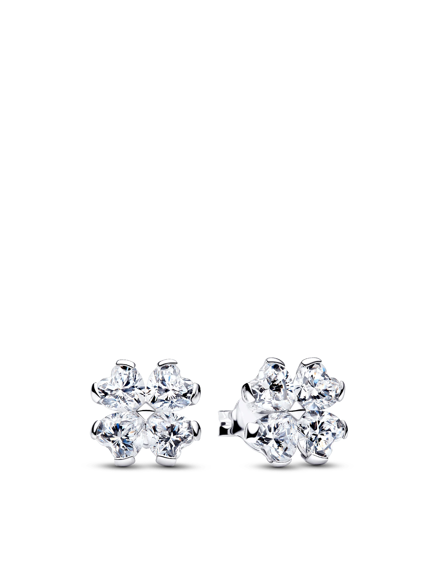 Mặt dây chuyền hình cỏ bốn lá bằng bạc Sterling, đính đá quý hình trái tim lấp lánh; có thể kết hợp với bông tai. - Bông tai - Xem 1