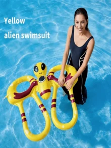 Equipo auxiliar de entrenamiento de natación inflable, chaleco salvavidas de reforzado, tabla flotante antiasfixia. Fabricado en material de PVC grueso, resistente y a prueba de fugas. Diseño abrazador para un flotado cómodo y estable, adecuado para piscina, playa, fiesta acuática, spa y otras actividades acuáticas de verano. - multicolor - Ver 4