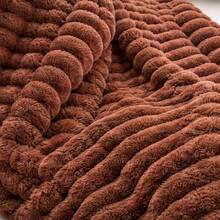 GOLDCASA Double Bed Blanket With Ribbed Relief, 200 X 180 Cm, Various Colors, Hypoallergenic - Rust Brown - View 3