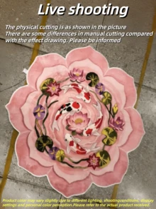 1件粉色莲花锦鲤造型地毯，柔软蓬松的仿羊毛材质，新款中式风格装饰地毯，适用于客厅、玄关、卧室、梳妆台，也适合女孩房，打造新式中式禅意家居，营造奢华空间。尺寸不规则，允许1-5厘米的裁剪误差。 - 彩色 - 查看 7