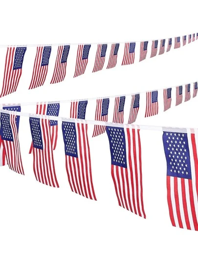 2 Sets Of American Flag Banners, Suitable For 250th Anniversary Of The United States, Small American Triangular Flags, Double-Sided Design, Applicable For World Cup, Independence Day Party, Home Garden Bar Decor, Home Decor, July 4th Celebration Decor, Independence Day Red White Blue Decor, Memorial Day