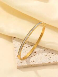 新款百搭简约优雅奢华闪耀星形手镯，高端不锈钢女士手镯 - 金色 - 查看 13