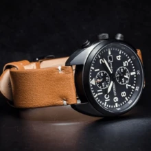 CITIZEN CA7045-14E 男士计时腕表，黑色不锈钢表壳，皮革表带，带日期显示和夜光功能，是送给男友、丈夫、父亲的完美生日、周年纪念日和节日礼物。 - 黑色 - 查看 4