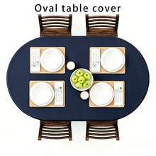 SUNFANS Black Polyester Oval Table Cover, Washable, Wrinkle-Resistant, Perfect For Dining & Kitchen Parties.Barbecue And Milk Tea Shops, Cafes, Birthday Parties, Party Table Accessories. Household Use, Christmas, Valentine's Day, And Thanksgiving. - Multicolor - View 14