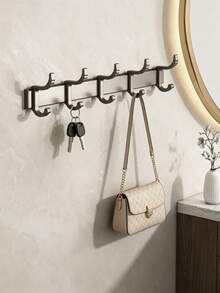 黑色不锈钢旋转毛巾架，5杆设计，180°旋转，壁挂式安装，无需钻孔，自粘式，节省空间，浴室收纳神器，适用于手巾、洗脸巾等，租房者友好型产品 - 槍灰 - 查看 11