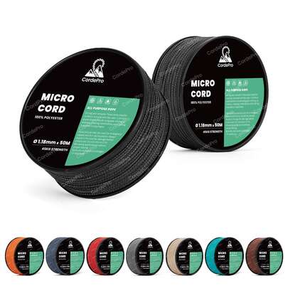 Micro Paracord 1.18mm X 50m - Cuerda trenzada delgada y resistente de 8 hebras para joyería, cuentas, pulseras DIY, collares, cordones, camping, exterior - Múltiples colores