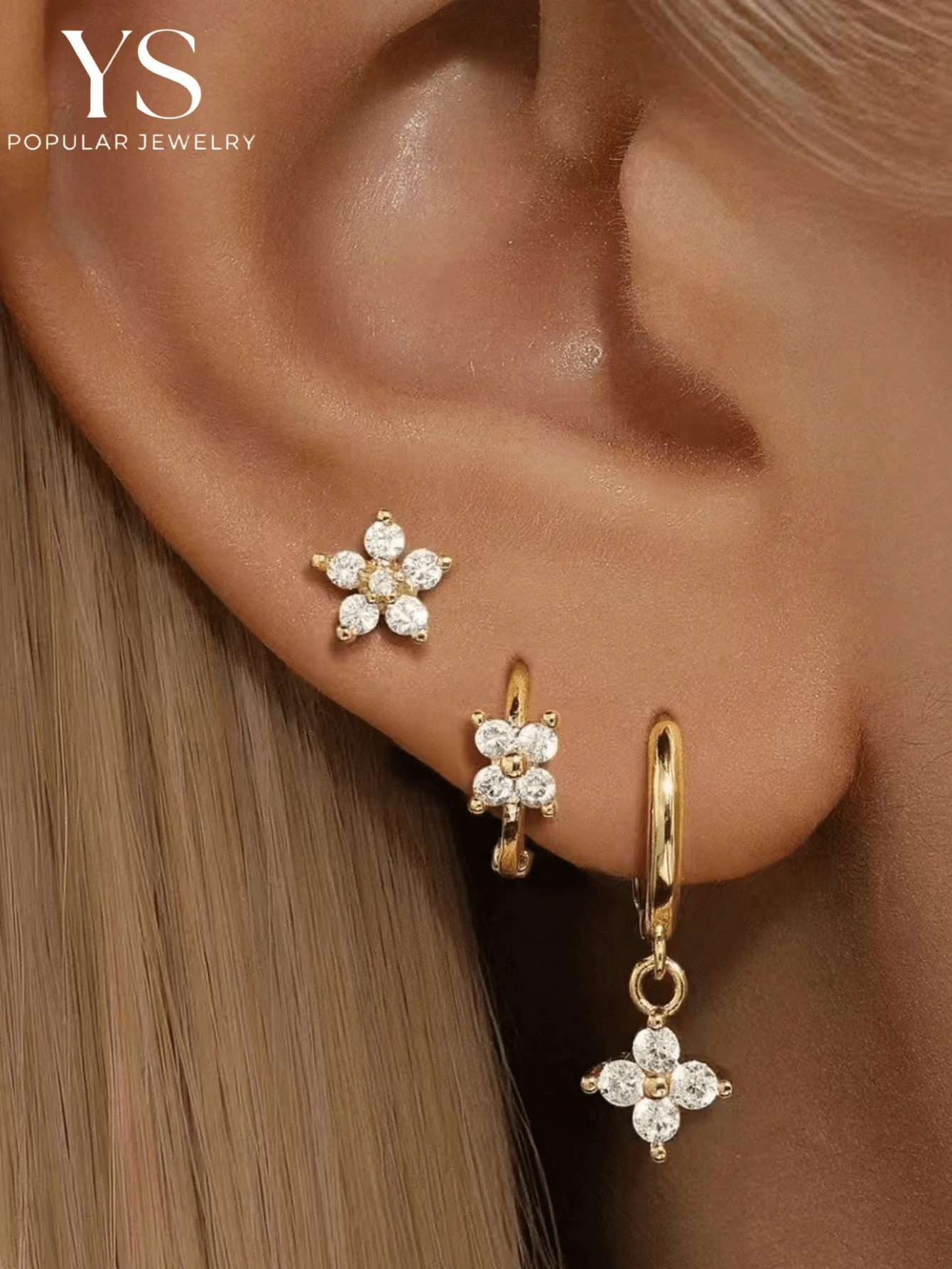 3pcs Set Classic Shiny Cubic Zirconia Delicate Small Hoop Earrings, Suitable For Women's Wedding And Daily Wear, X-Small Earring Studs, Gift For Her On Valentine's Day Or Birthday