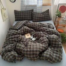 3pcs 100% Polyester Retro Plaid Print Comforter Set, 2 Pillow Shams + 1 Comforter Cover (No Bed Sheet) - Hull Academy - View 4