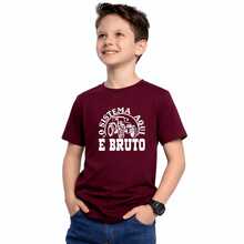 Camiseta Infantil e Juvenil 100% Algodão Premium Criança Personalizada Unissex Blusa Camisa Estampada Sistema e Bruto - bordô - Visão 3