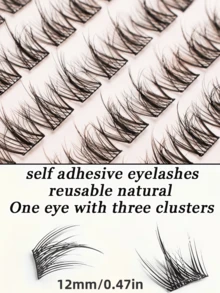 100 piezas Conjunto de racimos de pestañas 3 en 1 sin pegamento - DIY natural, estilo anime, sin necesidad de pegamento, gran capacidad y estilo esponjoso - Extensión de pestañas de 12 mm de longitud - Adecuado para principiantes Pestañas postizas con rizo C, reutilizables - Fácil de usar, ahorra tiempo de maquillaje. Adecuado para (productos para pestañas diarios/de fiesta/de baile/de múltiples ocasiones) Regalo para la familia, la novia, la mejor amiga. Primera opción de regalo para vacaciones - Ver 5