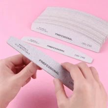 10Pcs Grey Half Moon Nail File Double-Sided Manicure File For Real Nail Shaping Manicure Nail File 100/180 Grit - Light Grey - View 3