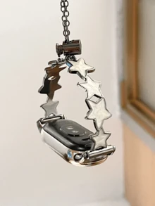 1条女士夏季度假风多功能闪亮水钻链条表带，适用于Band 8 Pro/9 Pro、8/8 NFC/9/9 NFC/10/10 NFC以及Watch4/Watch5。 - 黑與白 - 查看 7