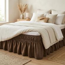 Bed Skirt For Box Spring Bed With 2 Elastic Bands. Delicate, High Quality, Perfect Fit, Elegant, Durable. Available In Various Sizes. - Rust Brown - View 1