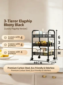 Multi-Tier Storage Rack, Mobile Kitchen/Bathroom Organizer Shelf, Movable Utility Cart With Fruit/Vegetable Basket - Multicolor - View 8