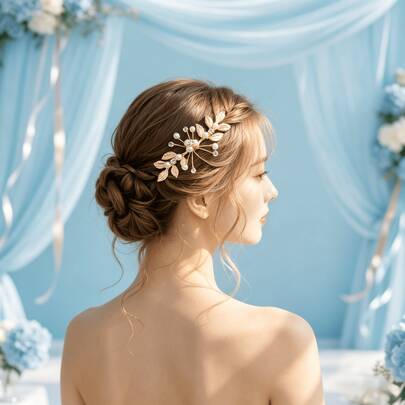 1个优雅花朵发夹，适合休闲、派对和所有季节