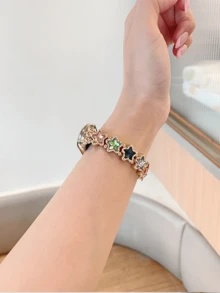 1条女士夏季度假风多功能闪亮钻石链表带，适用于Band 8 Pro/9 Pro、8/8 NFC/9/9 NFC/10/10 NFC以及Watch4/Watch5。 - 金色 - 查看 5