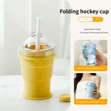 1pc Portable Foldable Ice Ball Cup, Creative Silicone Tray With Straw, Collapsible Ice Ball Maker Cup, Dual-Function Convenient Water Bottle For Summer Outdoor Use - Multicolor - View 16