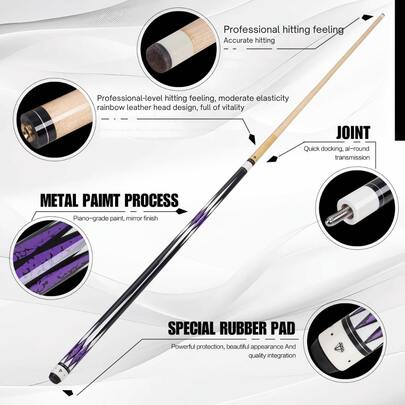 57.48 Inch 13mm Tip 19oz Maple Wood Shaft With Joint Design Premium Billiard Cue Stick, Suitable For Competition Use