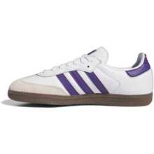 Adidas Giày nam Samba kiểu dáng thường ngày, nhẹ, êm ái, thoáng khí, đế dày, có logo, thân thiện với da, phối màu đa năng, phù hợp đi làm hàng ngày, tập gym, đi học, dạo phố, du lịch, nghỉ lễ. Màu trắng IE6613 - Màu tím và trắng - Xem 1