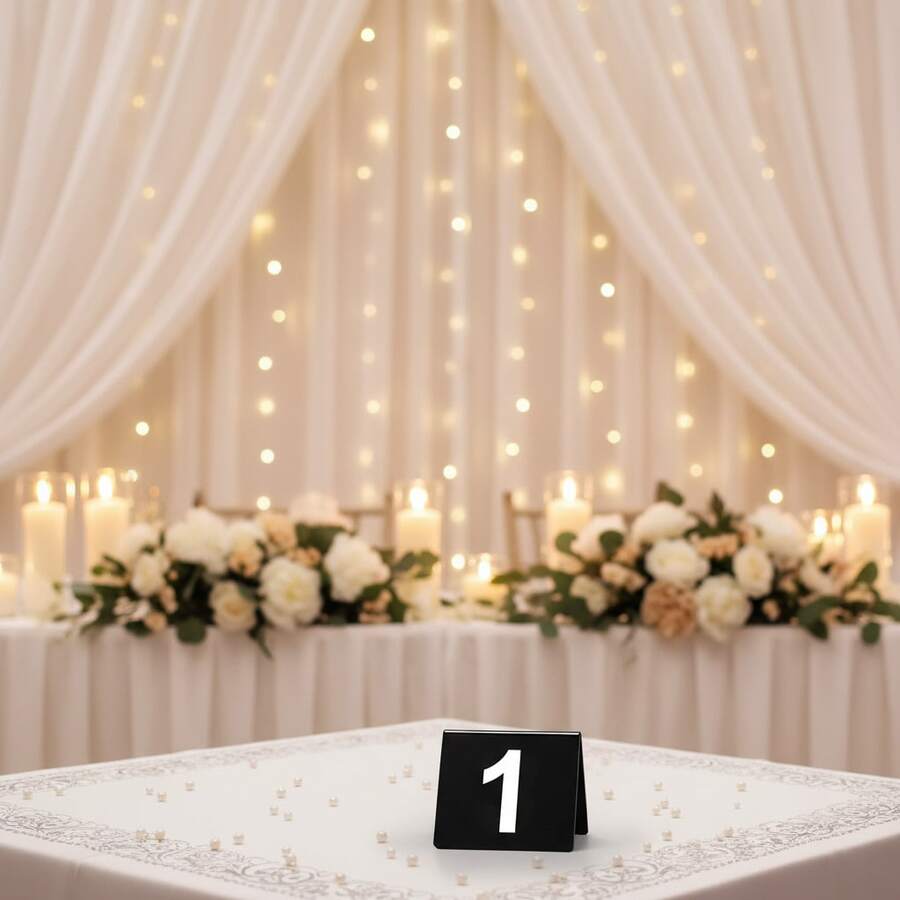 2.5 X 2 X 1.6 Inch Double-Sided Minimalist Acrylic Table Number Plate, Suitable For Wedding, Party, Event, Banquet
