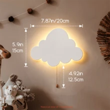 1个/2个装电池供电悬挂式夜灯，星月云朵蝴蝶图案，柔和照明，可独立悬挂或壁挂，是卧室和客厅的理想之选，现代家居装饰礼品，云朵造型灯，卧室照明灯具（不含电池） - 暖白色 - 查看 14