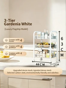 Multi-Tier Storage Rack, Mobile Kitchen/Bathroom Organizer Shelf, Movable Utility Cart With Fruit/Vegetable Basket - Multicolor - View 9