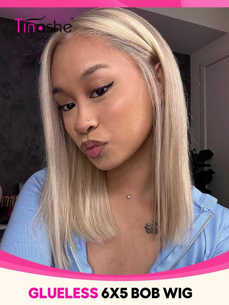 Tinashe Tóc giả bob thẳng highlight vàng bạch kim, kiểu dáng Wear&Go, khóa ren 6x5, tóc thật 180%, trang phục Halloween cho nữ, móng tay Halloween, Plancha Para Cabello, trang điểm Halloween, cosplay, tóc tiên, tóc cưới, nàng tiên cá, tóc giả đen, phụ kiện tóc.