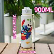 1 chiếc cốc uống nước cầm tay hình phi hành gia Stitch, cốc có ống hút, thích hợp cho nam, nữ và trẻ em, dung tích 900ml, làm bằng nhựa PC màu trắng in hình hoạt hình Stitch hoặc có nắp lật. - Nhiều màu - Xem 7