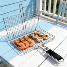 1/2pcs Stainless Steel BBQ Grill Basket, Outdoor Cooking Roast Fish & Vegetable Rack, Camping Essential, Non-Stick Easy Clean, Dishwasher - A - View 9