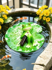 独特的花园装饰，漂浮在荷叶上的迷你池塘花园青蛙摆件，非常适合花园池塘、阳台池塘装饰，适合家庭花园、阳台、庭院装饰，是户外爱好者的绝佳礼物。 - 多款 - 查看 3