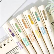 6Pcs Twist Action Gel Pen With Creative Sand Timer Design, 0.5mm ST Fine Point Smooth Quick Dry Writing Ink Pen, Aesthetic Twist To Extend Pen For Student School Office Journaling Note Taking Stationery Supplies - Black - View 5