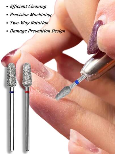 2pcs Set Nail Polishing Bit, Nail Drill Bit, Electric E-File Manicure Pedicure Tool, Acrylic Gel Nail Polish Remover, Professional Nail Grinding Head For Home Salon Use