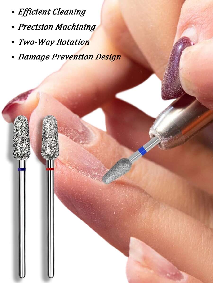 2件套指甲抛光钻头，指甲打磨钻头，电动修甲磨脚工具，丙烯酸凝胶指甲油卸除器，专业指甲打磨头，家用沙龙专用