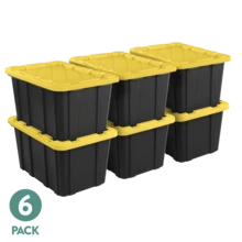 Industrial Storage Tote, 27 Gallon Durable Clear Plastic Storage Bin With Snap-Fit Lid, Yellow, 4 Pack - Đen/Vàng - Xem 9