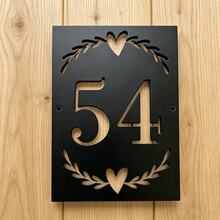Custom Metal House Number Plate With Elegant Olive Wreath - Black House Number And Address Plate - Metal House Number Plate, Available In 3 Sizes! - Black - View 6