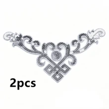 2 Pcs Sequined Applique Embroidery Patches Embroidered Patch Accessory Glitter Flower Diy Clothing Patch - Sequin Embroidered Fabric Patch - View 4