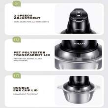 SOKANY 7020 Household Stainless Steel Meat Grinder 2L Large Capacity 400W Powerful Motor, 2-Speed Control, 4-Blade Head, Even Grinding, Baby Food Preparation, Vegetable Chopping, Multi-Function All-In-One Machine, Kitchen Cooking Tool - Black - View 8