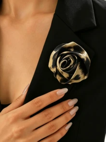 Vintage Bohemian Style Handmade Rose Flower Brooch For Women, Luxury Minimalist Camellia Series Multi-Color Lapel Pin, Elegant High-End Clothing Accessory Jewelry Gift - Flowers - View 3