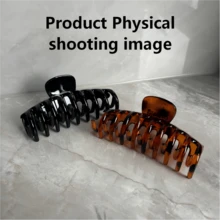 2个黑色大理石纹极简爪形发夹，经典法式复古大号发髻爪夹，女士日常发饰，夏季旅行必备，节日，生日 - 彩色 - 查看 6
