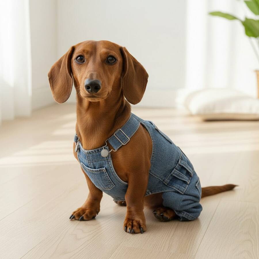(Check The Size Chart Before Ordering) New Style Breathable Pet Overalls,Comfortable And Cute Dog Jumpsuits, Pet Clothing For Dachshunds And French Bulldogs, Halloween Puppy Funny Role Play Costume Suitable For Small Dogs - 藍色 - 查看 1