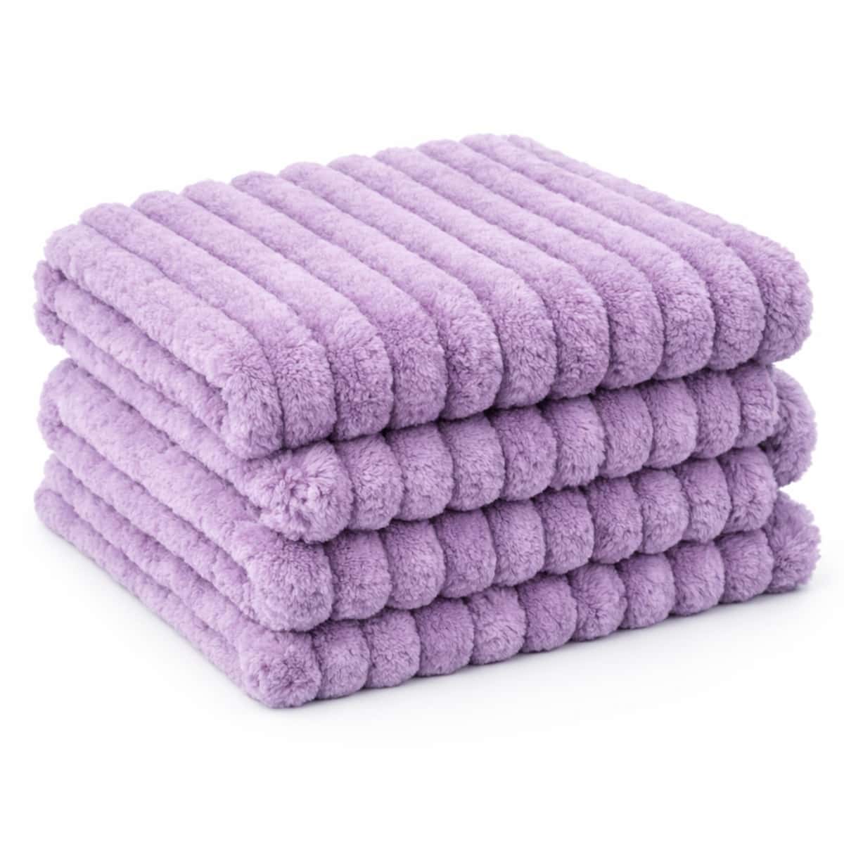 GOLDCASA Double Bed Blanket With Ribbed Relief, 200 X 180 Cm, Various Colors, Hypoallergenic - Lilac Purple - View 1