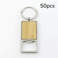 Customized Rectangular Bottle Opener Keychain, Bamboo Material, Suitable For Bar, Living Room, Dining Room, Housewarming, Birthday Party, Anniversary, Engagement, Wedding Ceremony, Perfect Gift Choice - Khaki - View 12