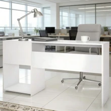 Escritorio de Oficina para Computadora - Mesa de Computadora para Oficina, Estudio y Domitorio - Blanco - Ver 4