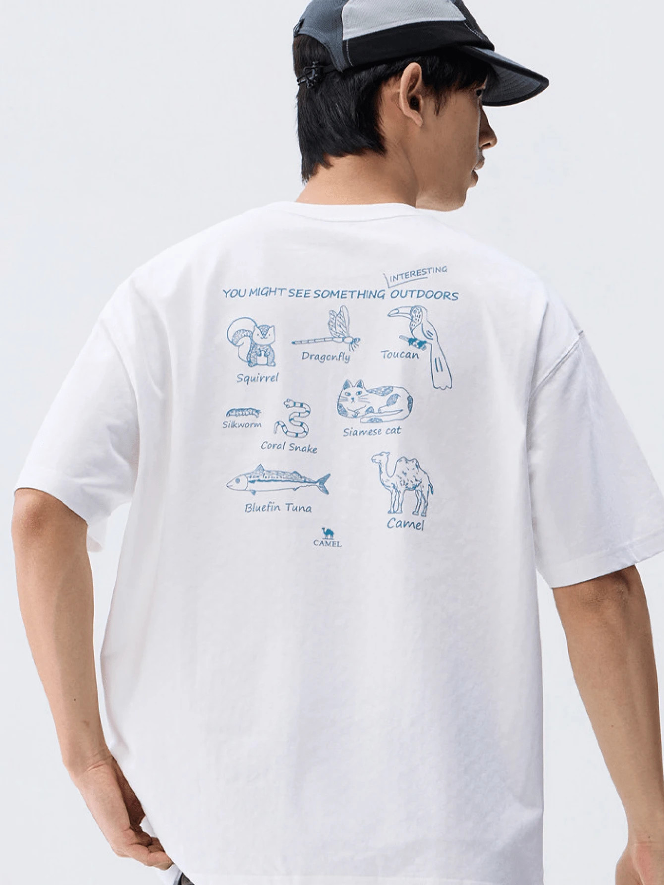 CAMEL CROWN Men's Double Cooling Technology Short-Sleeve T-Shirt Summer Loose Casual Printed Short Sleeve - Endless White - View 1
