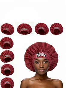 12 Sombreros de mujer con estampado de constelación | Gorro de satén verde con estampado, protege tu cabello y mantiene el estilo bohemio romántico - Constelación NSM17 Verde - Ver 1