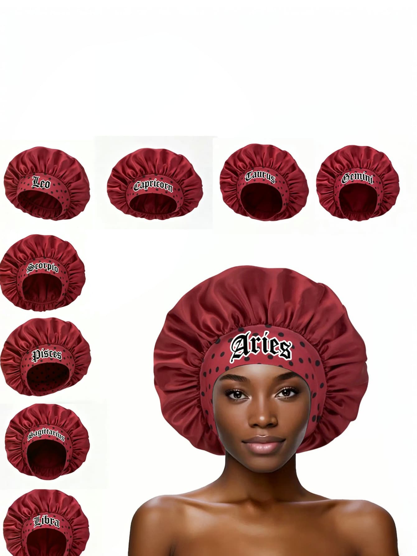 12 Sombreros de mujer con estampado de constelación | Gorro de satén verde con estampado, protege tu cabello y mantiene el estilo bohemio romántico - Constelación NSM17 Verde - Ver 1