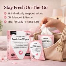 18pcs Portable Feminine Personal Care Wet Wipes, Individually Packed Refreshing Cleansing Wipes For Daily Use, Travel, Office, Outdoor And On-The-Go Convenience - 18pcs盒裝 - 查看 2